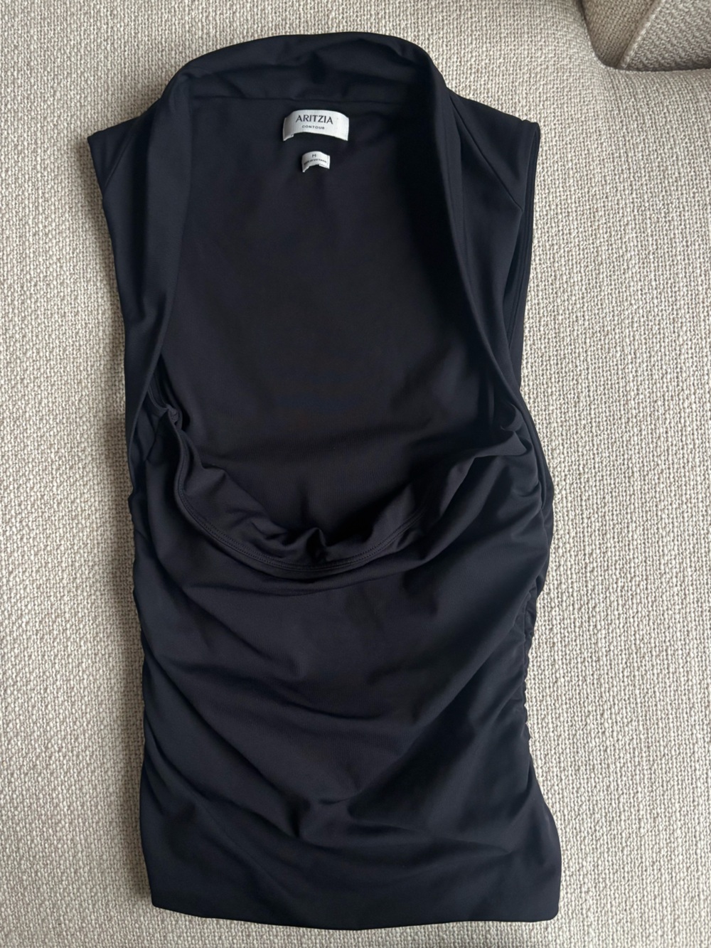 Aritzia Black Draped Cowl Neck Tank Top